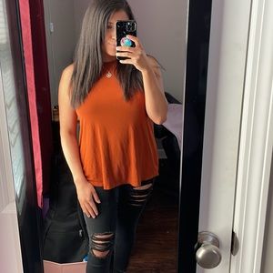 Long auburn tank top